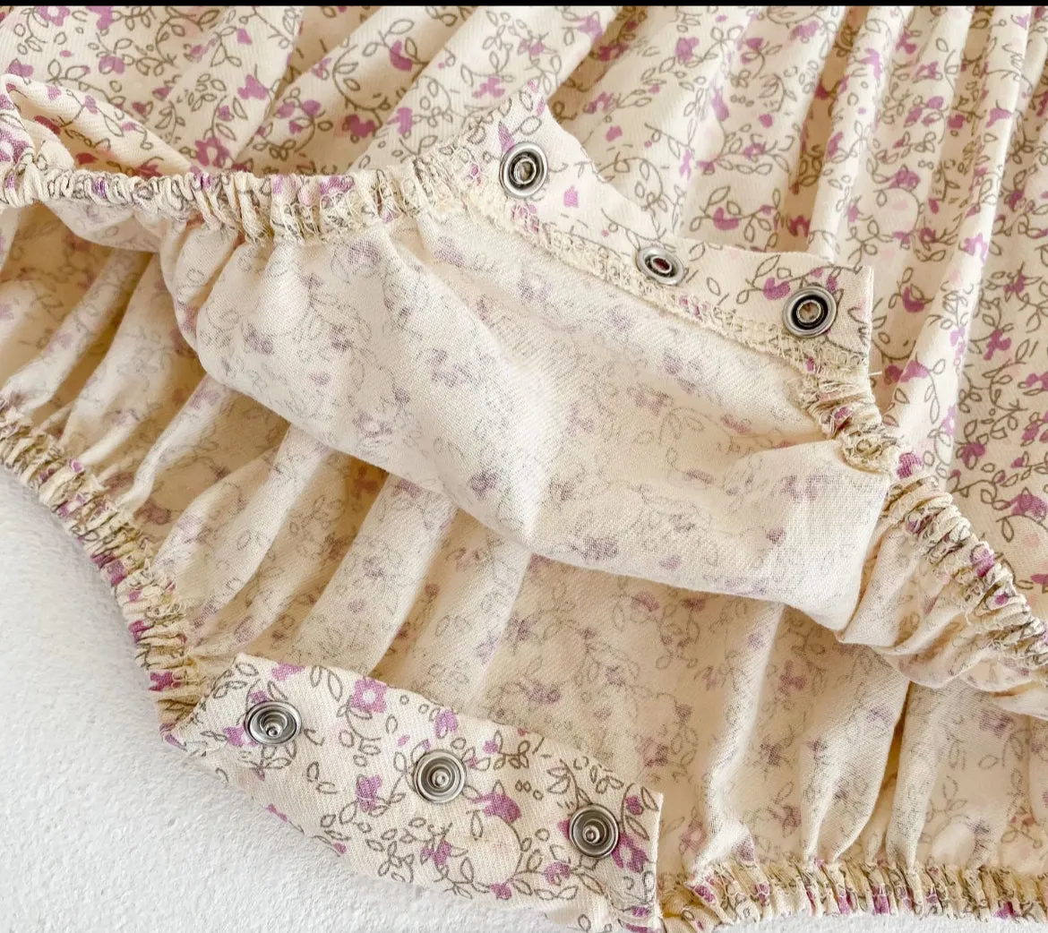 $17.50 EA - 3-6M X 2, 6-12M X 2  -   Baby & Toddler Girls Twinning - Mauve Vintage Floral Rompers