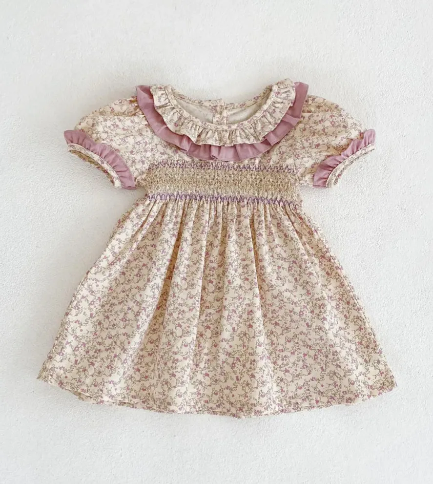 $17.50 EA - 3-6M X 2, 6-12M X 2  -   Baby & Toddler Girls Twinning - Mauve Vintage Floral Rompers