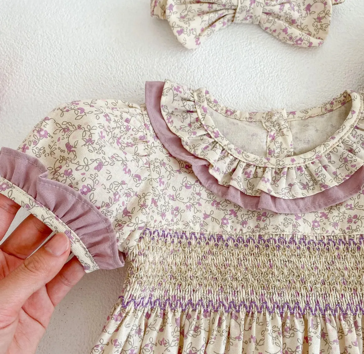 $17.50 EA - 3-6M X 2, 6-12M X 2  -   Baby & Toddler Girls Twinning - Mauve Vintage Floral Rompers