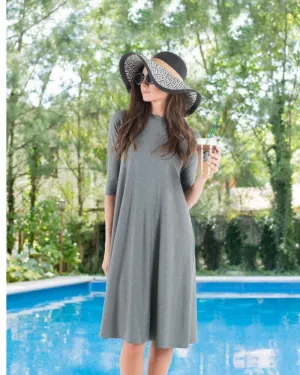 18FL201-G Heather Grey Swing Swim Dress Regular Length