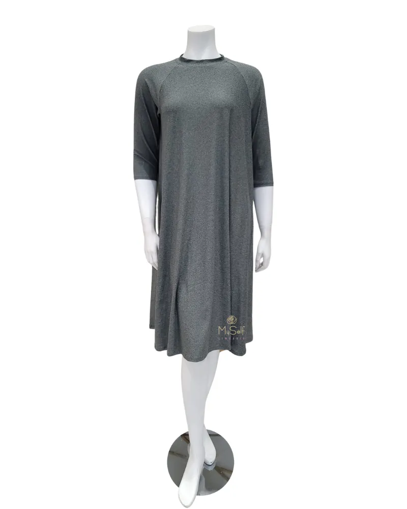 18FL201-G Heather Grey Swing Swim Dress Regular Length