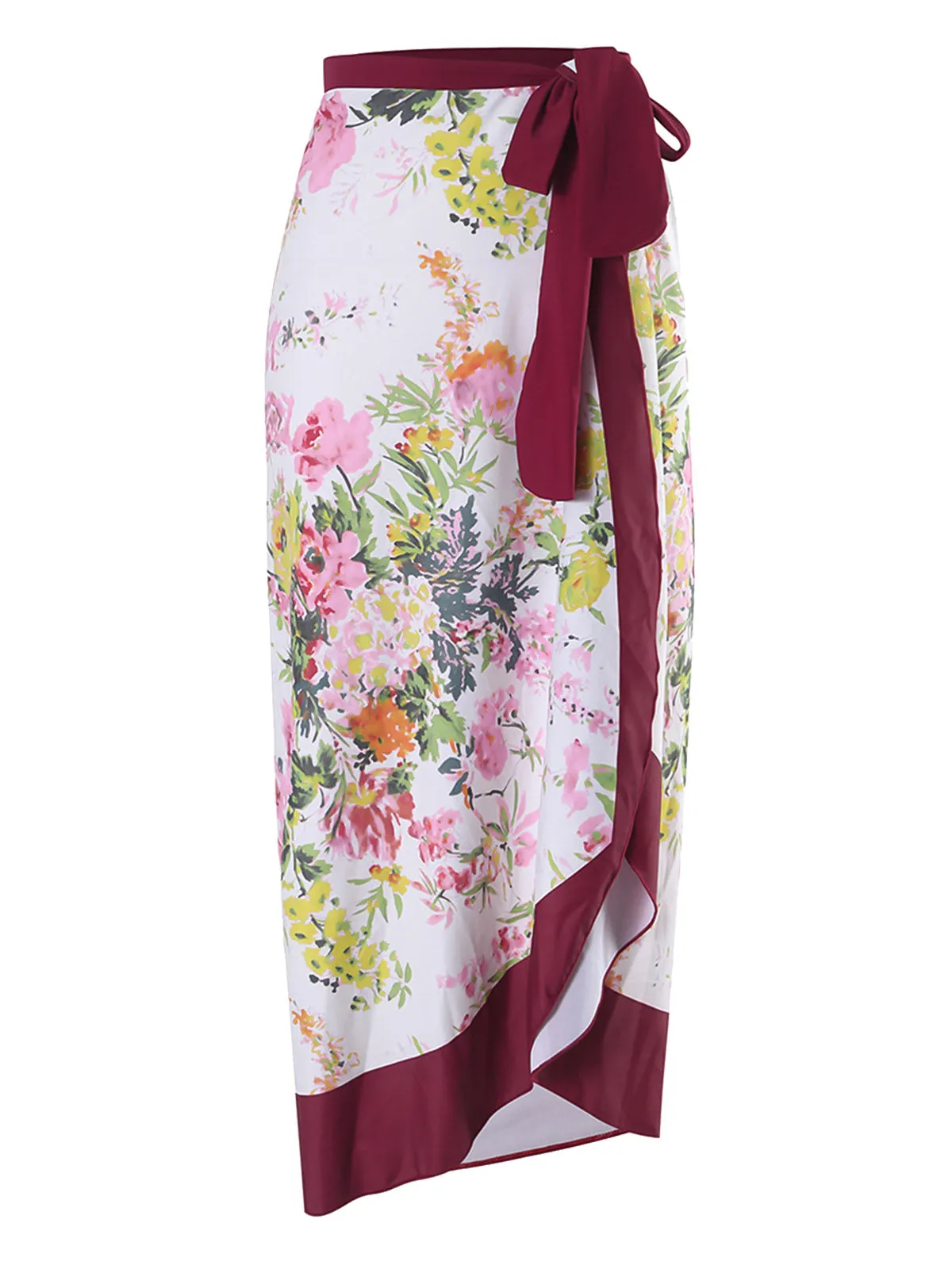 1950s V-Neck Flowers Lacing Swimsuit & Cover Up