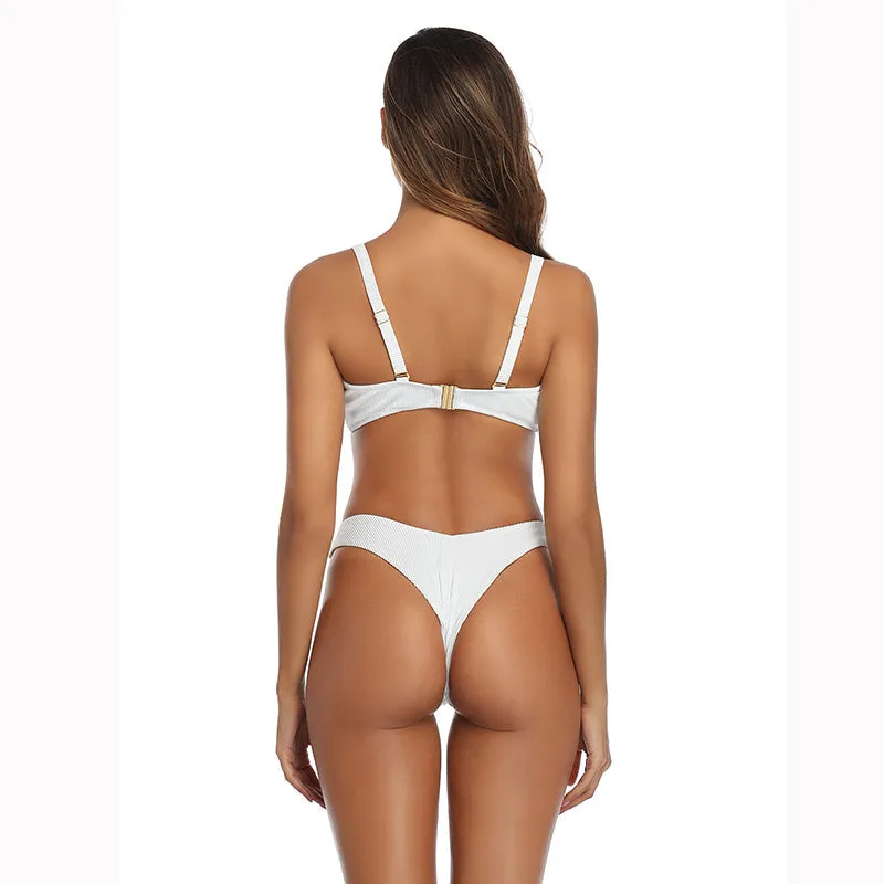 2 Piece Low Rise Bottom Swimwear Brazilian High Cut Bikini Set