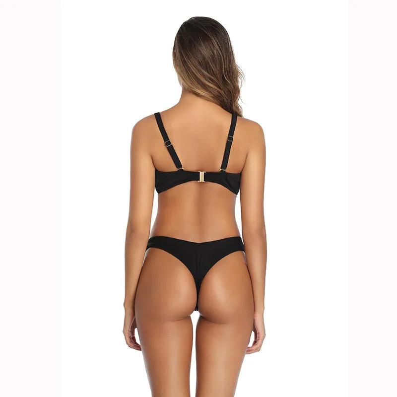 2 Piece Low Rise Bottom Swimwear Brazilian High Cut Bikini Set
