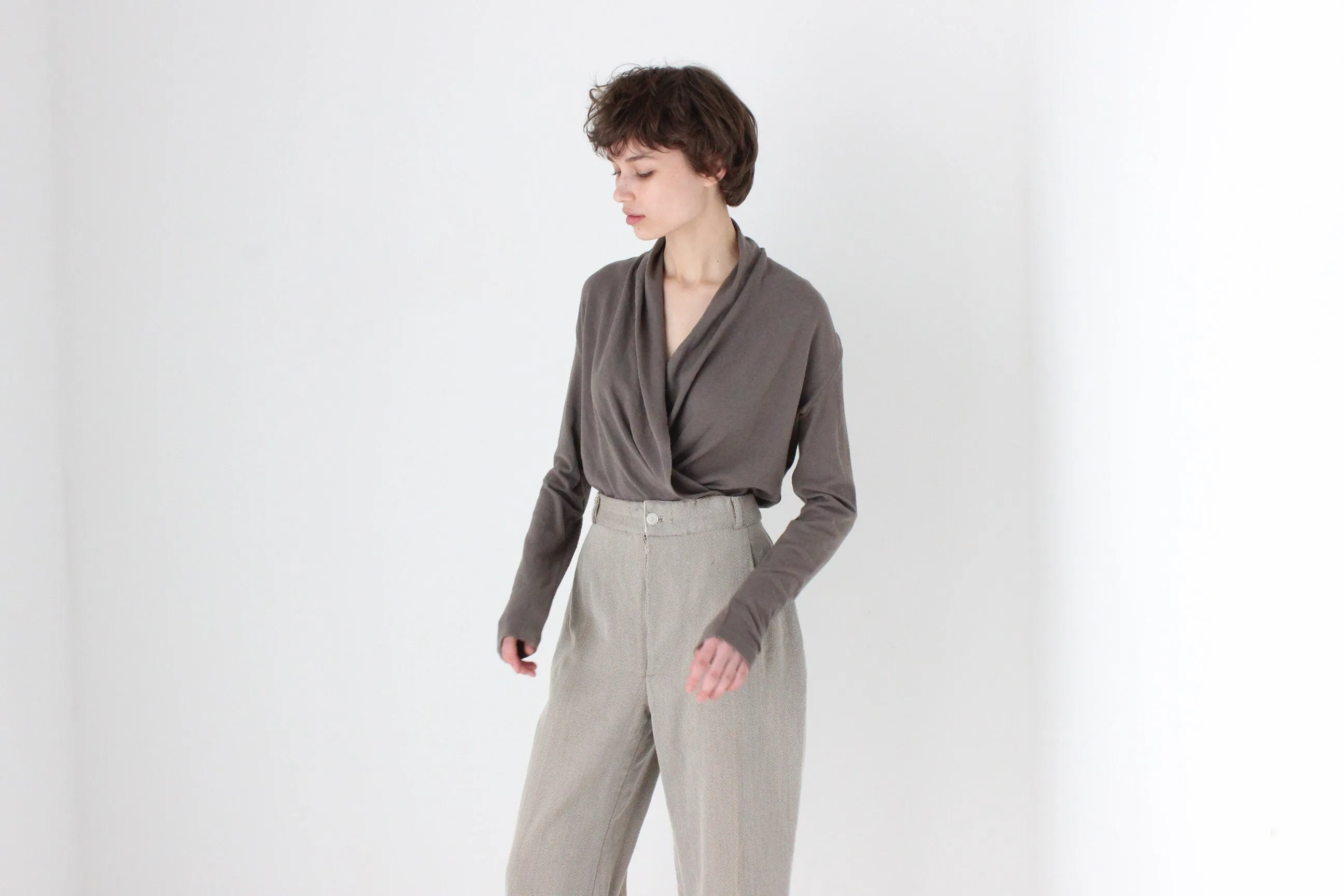 2000s Plunge / Wrap Knit Top