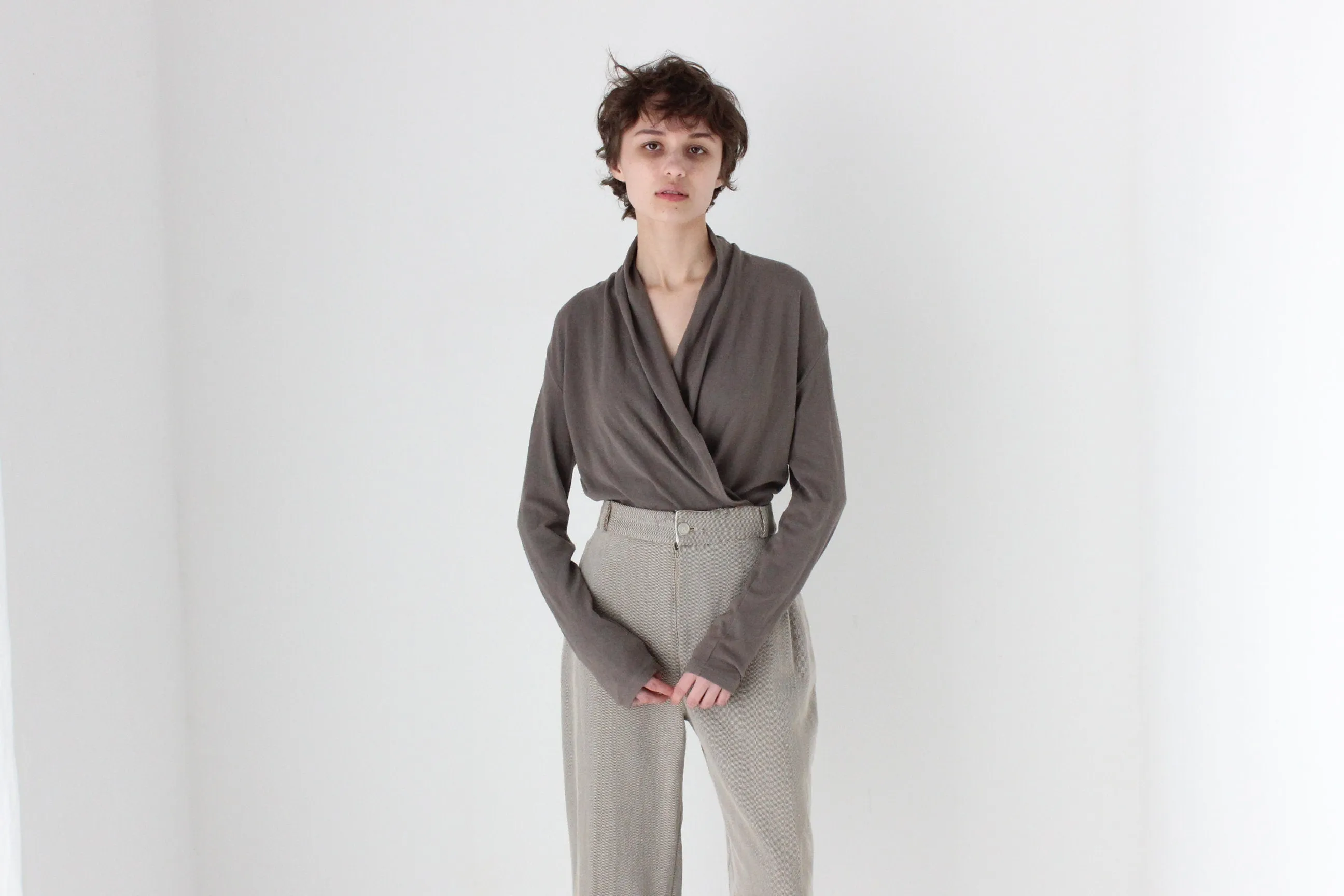 2000s Plunge / Wrap Knit Top
