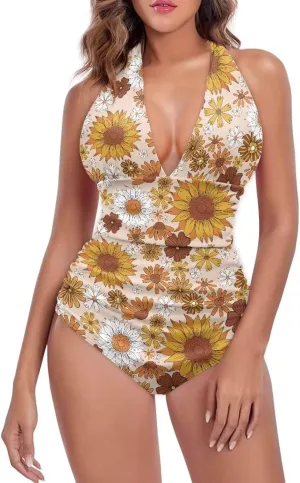 2024 V-Neck One Piece Sexy Swimsuit Vintage Padded Swimwear Drop Shipping Female Backless Beachwear Bodysuit