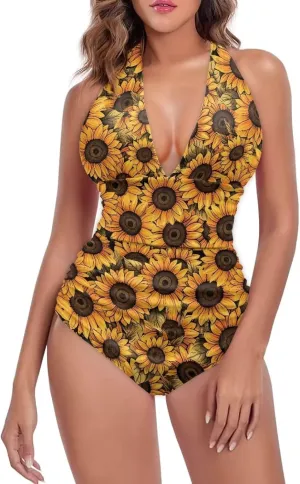 2024 V-Neck One Piece Sexy Swimsuit Vintage Padded Swimwear Drop Shipping Female Backless Beachwear Bodysuit