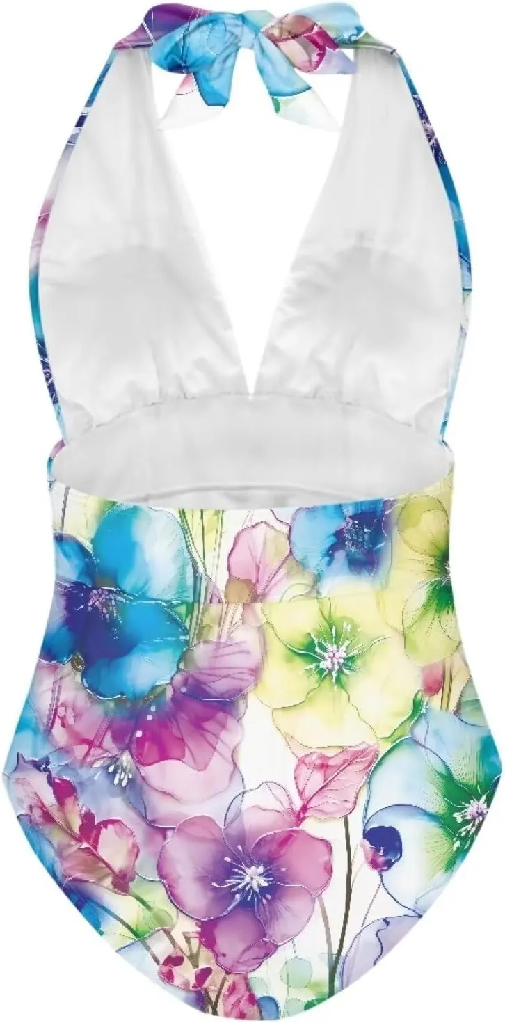 2024 V-Neck One Piece Sexy Swimsuit Vintage Padded Swimwear Drop Shipping Female Backless Beachwear Bodysuit