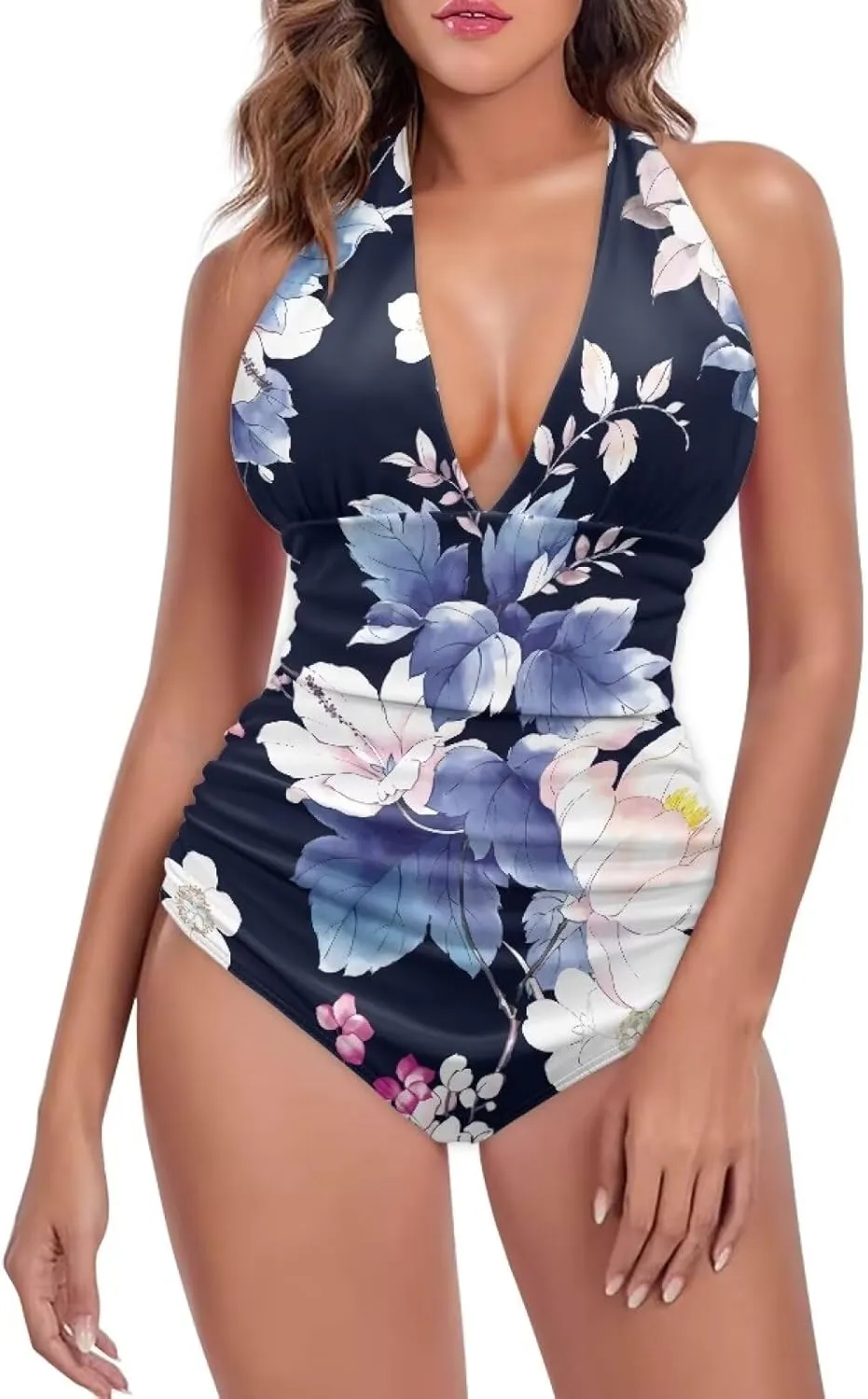2024 V-Neck One Piece Sexy Swimsuit Vintage Padded Swimwear Drop Shipping Female Backless Beachwear Bodysuit