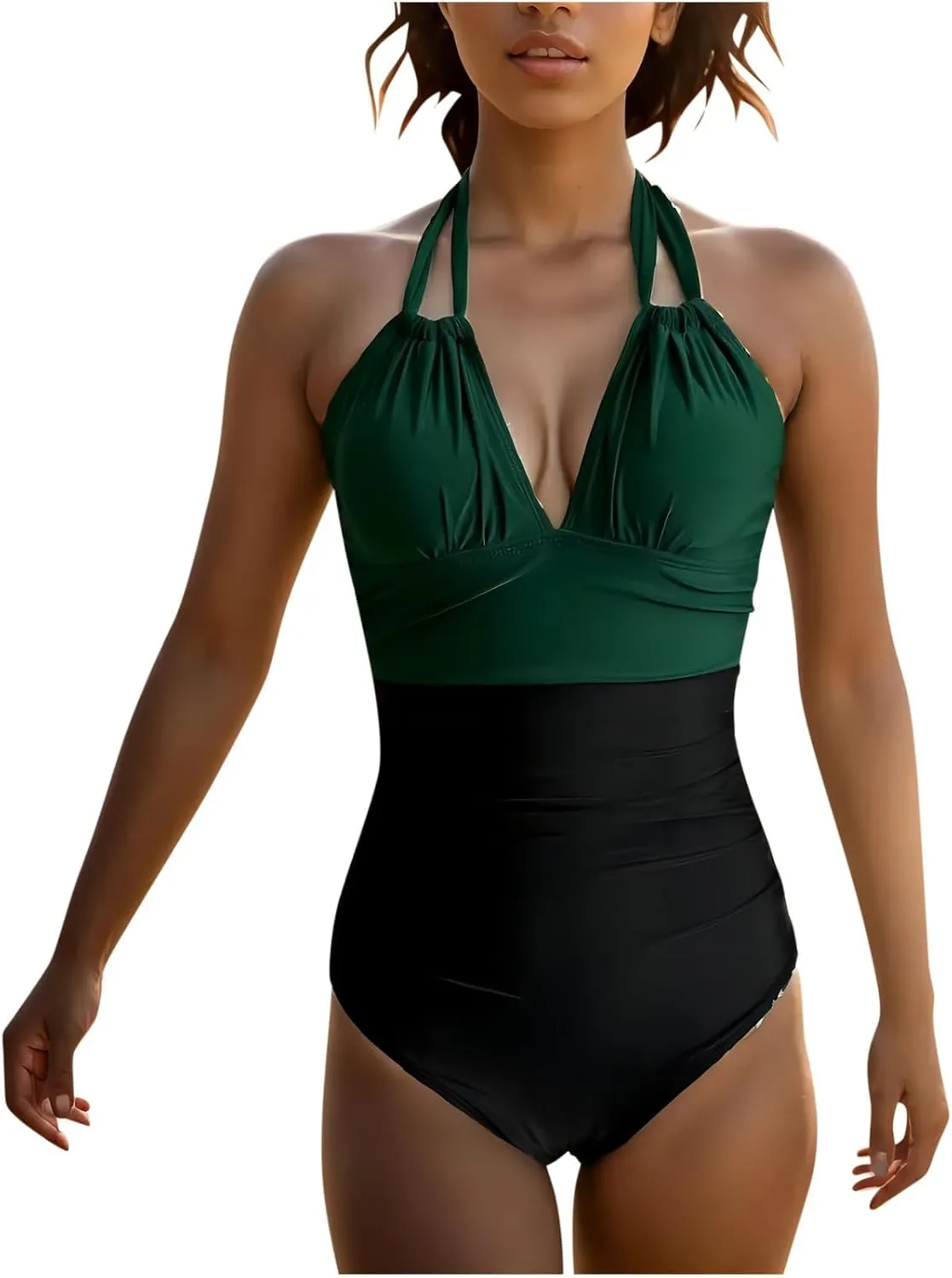 2024 Women's Slimming One Piece Swimsuits Tummy Control Bathing Suit Halter Strappy Swimwear Backless Monokini