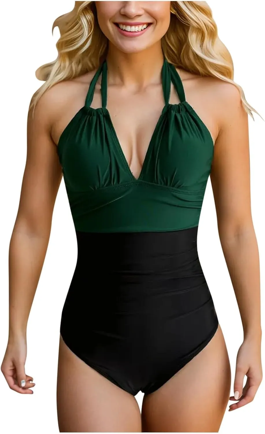 2024 Women's Slimming One Piece Swimsuits Tummy Control Bathing Suit Halter Strappy Swimwear Backless Monokini