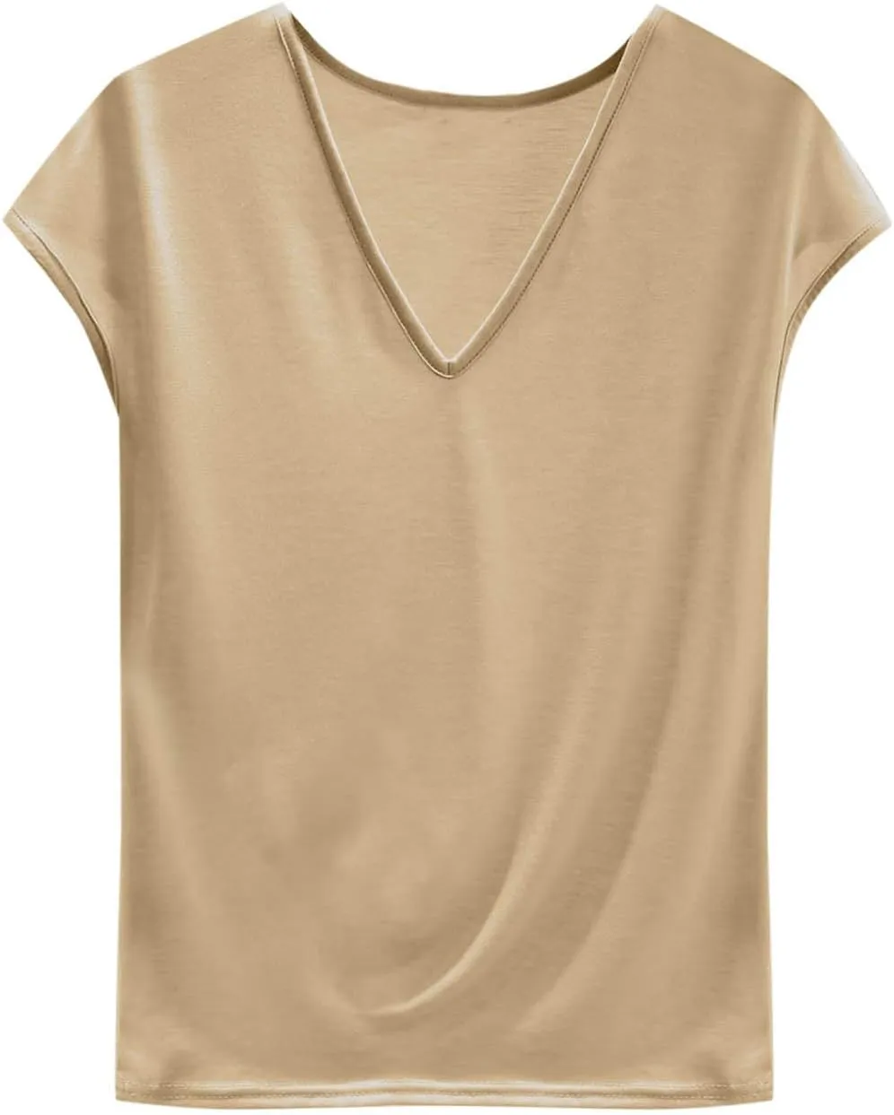 2025 Womens Summer Top Cotton Cap Sleeve Tank Tops V Neck T Shirts Solid Color Tunic Blouse Plus Size Tank Tops