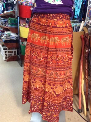 36" Printed Cotton Wrap Skirt