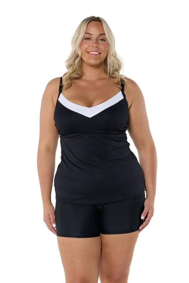Acapulco Black & White Underwire Tankini Top
