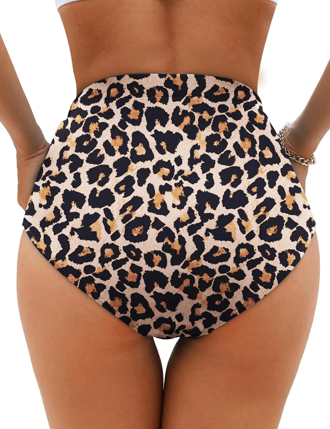 Adisputent Women High Waisted Bikini Bottoms Full Coverage Ruched Swim Shorts Retro Tummy Control Swim Bottoms
