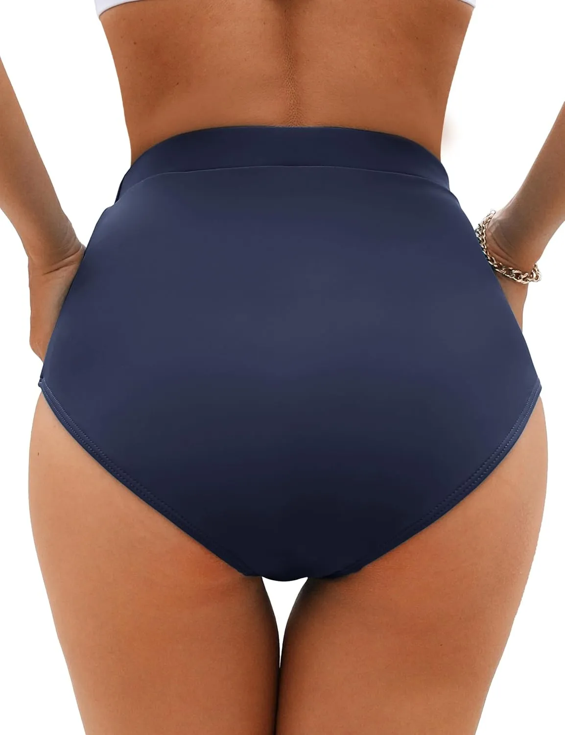 Adisputent Women High Waisted Bikini Bottoms Full Coverage Ruched Swim Shorts Retro Tummy Control Swim Bottoms
