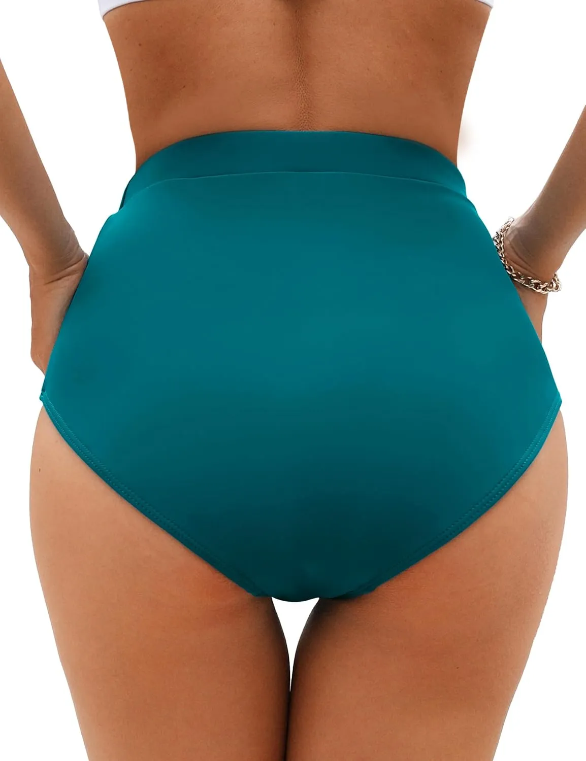 Adisputent Women High Waisted Bikini Bottoms Full Coverage Ruched Swim Shorts Retro Tummy Control Swim Bottoms