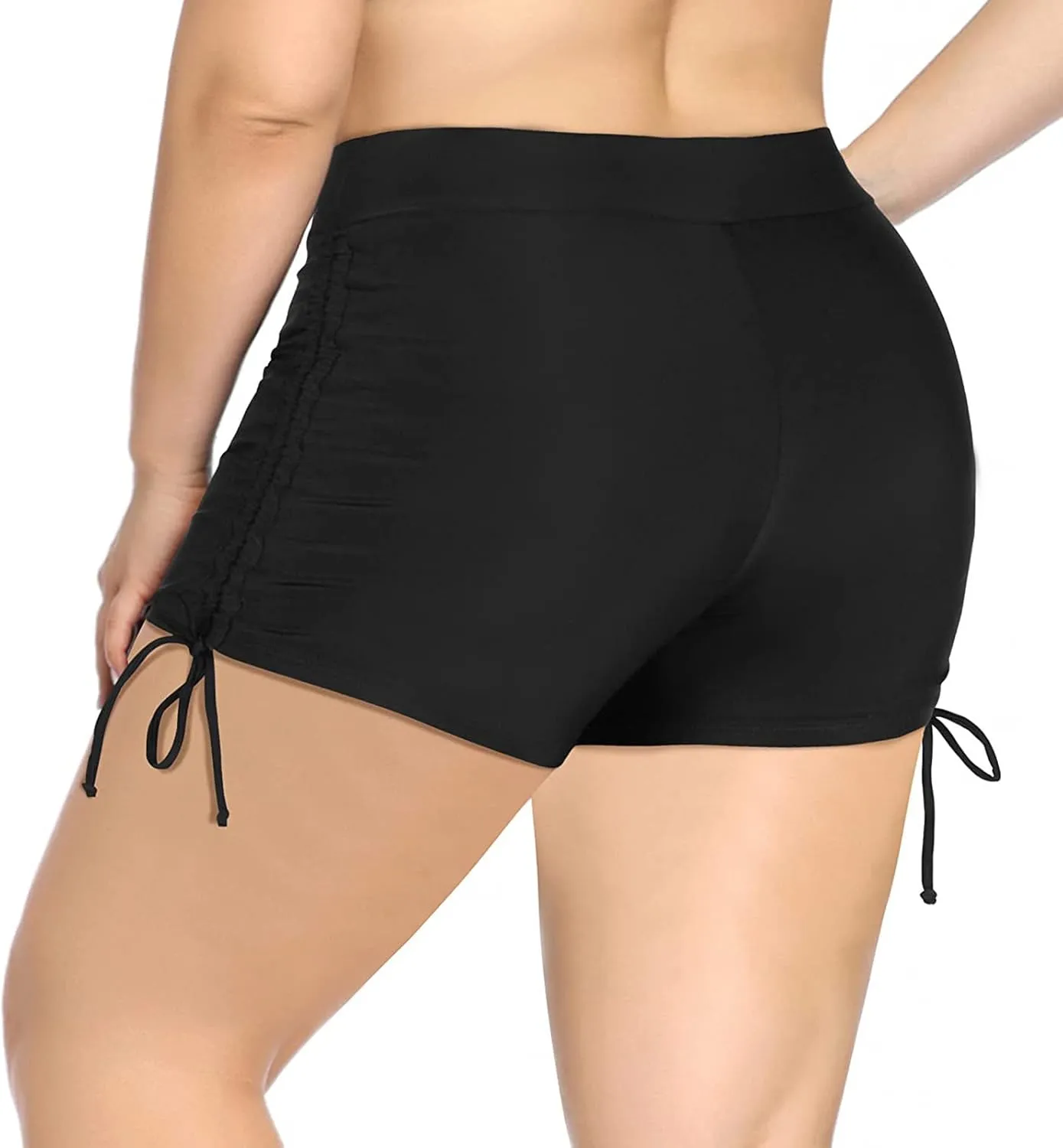 Adjustable Side Tie Swim Shorts for Women High Waisted Swimsuit Bottoms Bathing Suit Boy Shorts Bikini Board Shorts