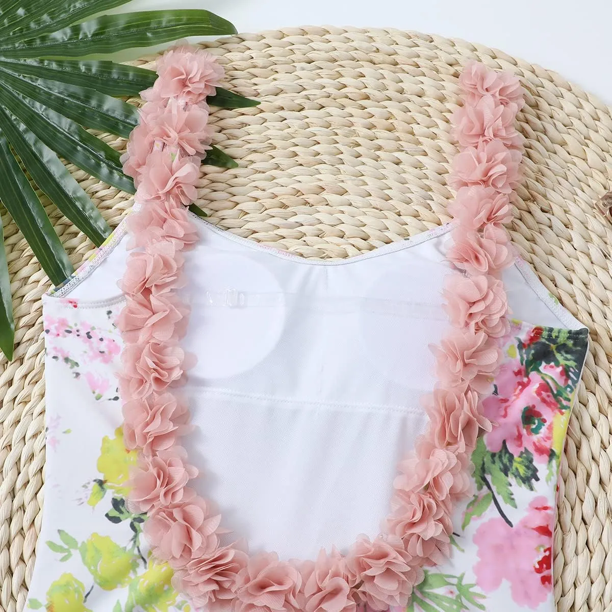 AFAVOM Women's One Piece Swimsuit Bathing Suit V-Neck Floral Printed Monokini Swimsuits Tummy Control Swimwear Beachwear