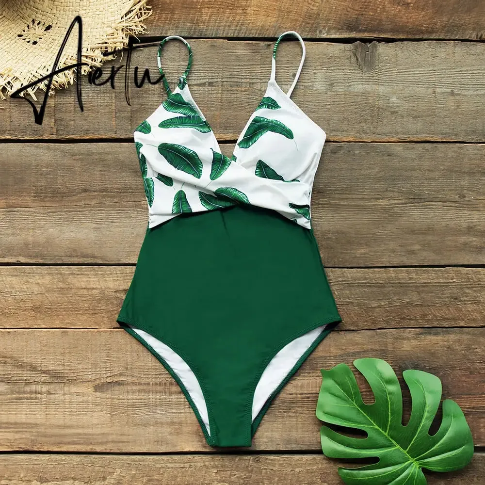 Aiertu Pink Floral One-Piece Swimsuit Women High Leg Cut Sexy Monokini Bathing Suits New Girls Beach Bathing Suit Swimwear