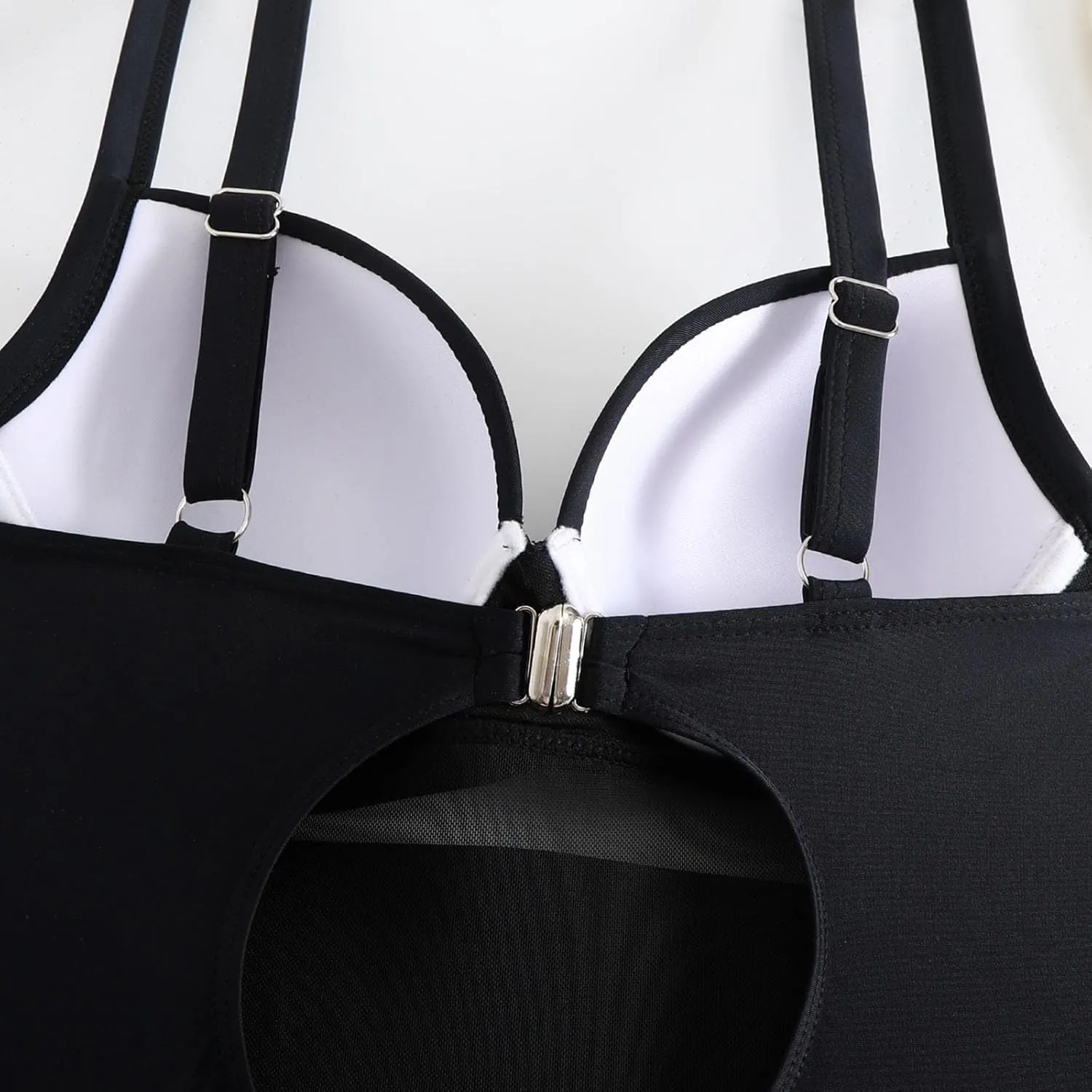 Akklian Womens One Piece Swimsuits 2025 V Neck Mesh Ruched Bathing Suits Spaghetti Straps Tummy Control Slimming Swimwear
