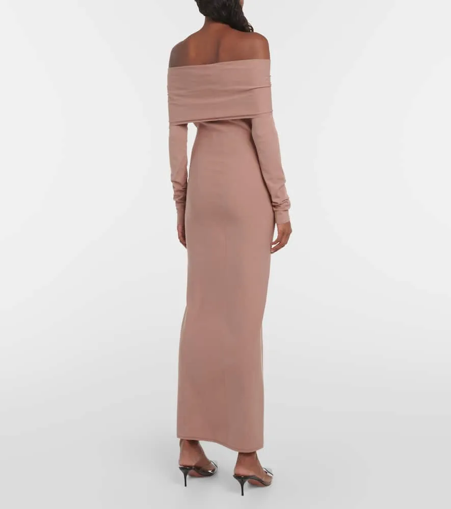 Alaia Off-shoulder jersey midi dress