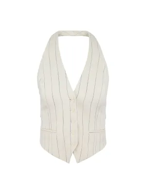 A.L.C. Woodson Vest in Cream/Black Stripe