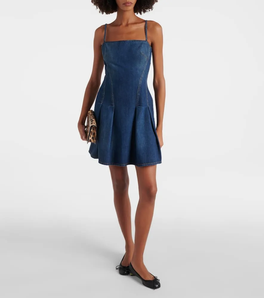 Alexander McQueen Pleated denim minidress