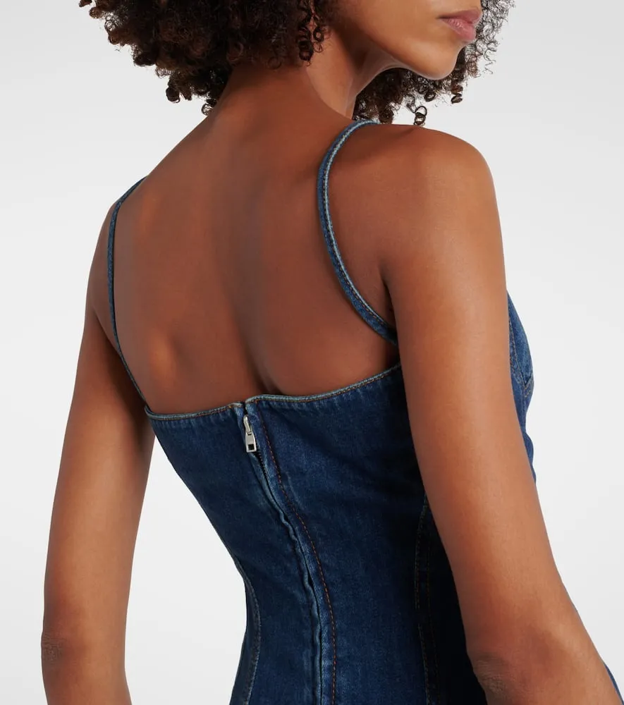 Alexander McQueen Pleated denim minidress