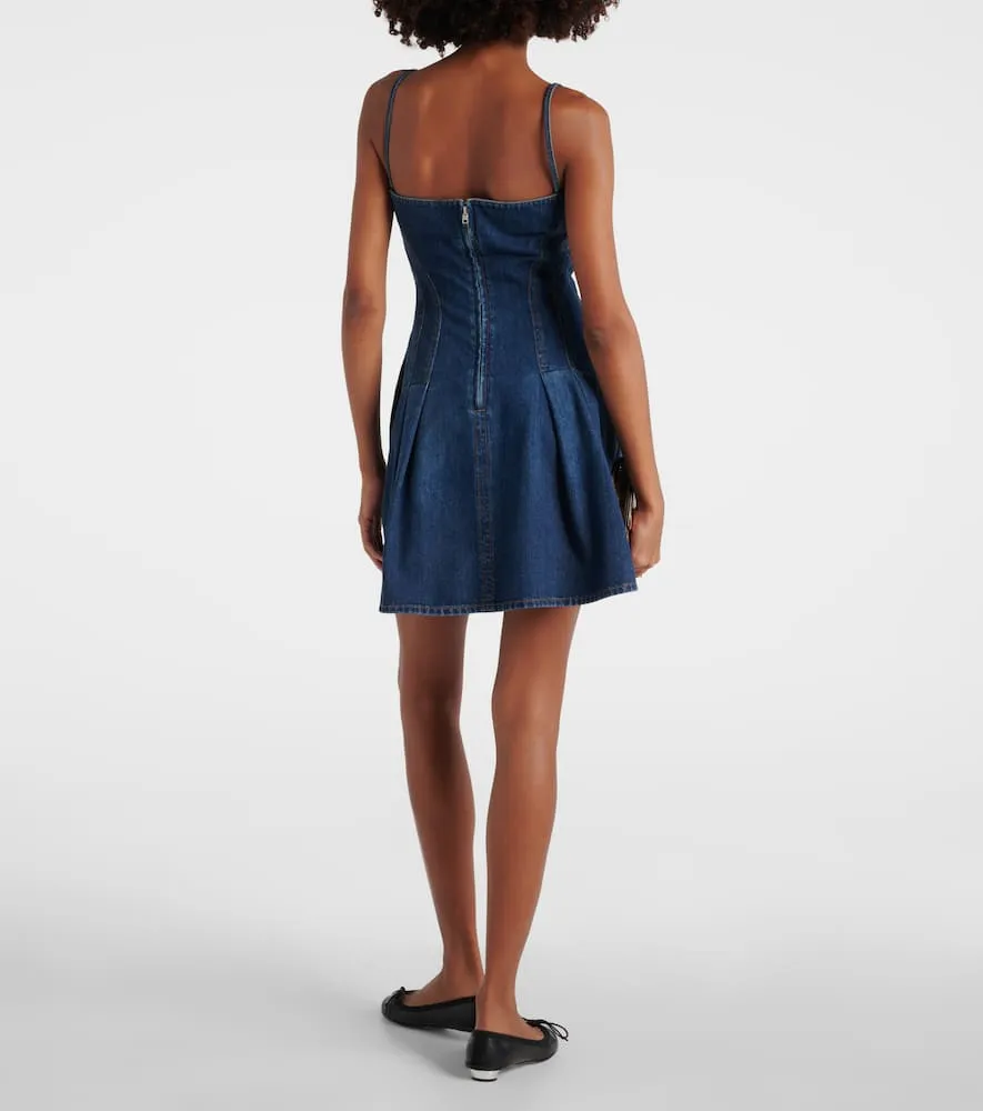 Alexander McQueen Pleated denim minidress