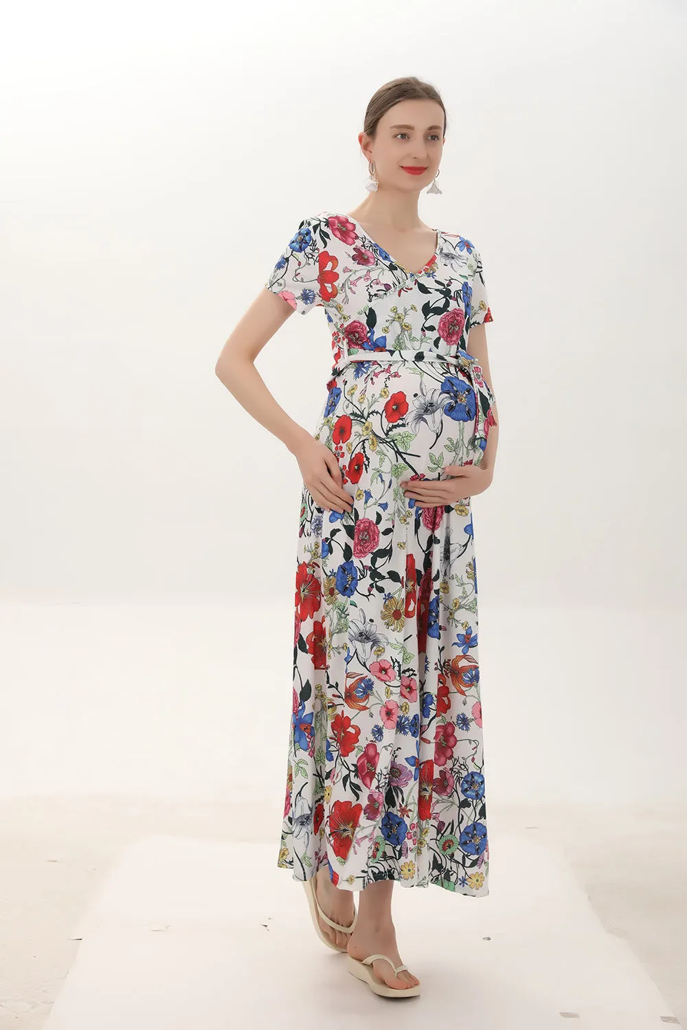 Allover Floral A-line Maternity Dress