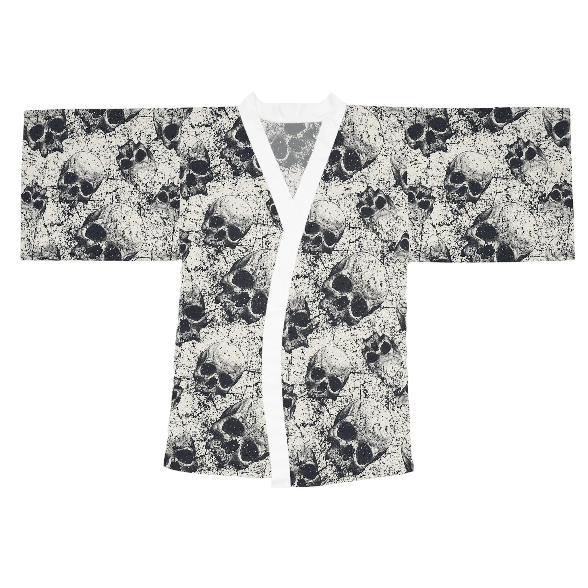 Ancient Skulls Long Sleeve Kimono Robe