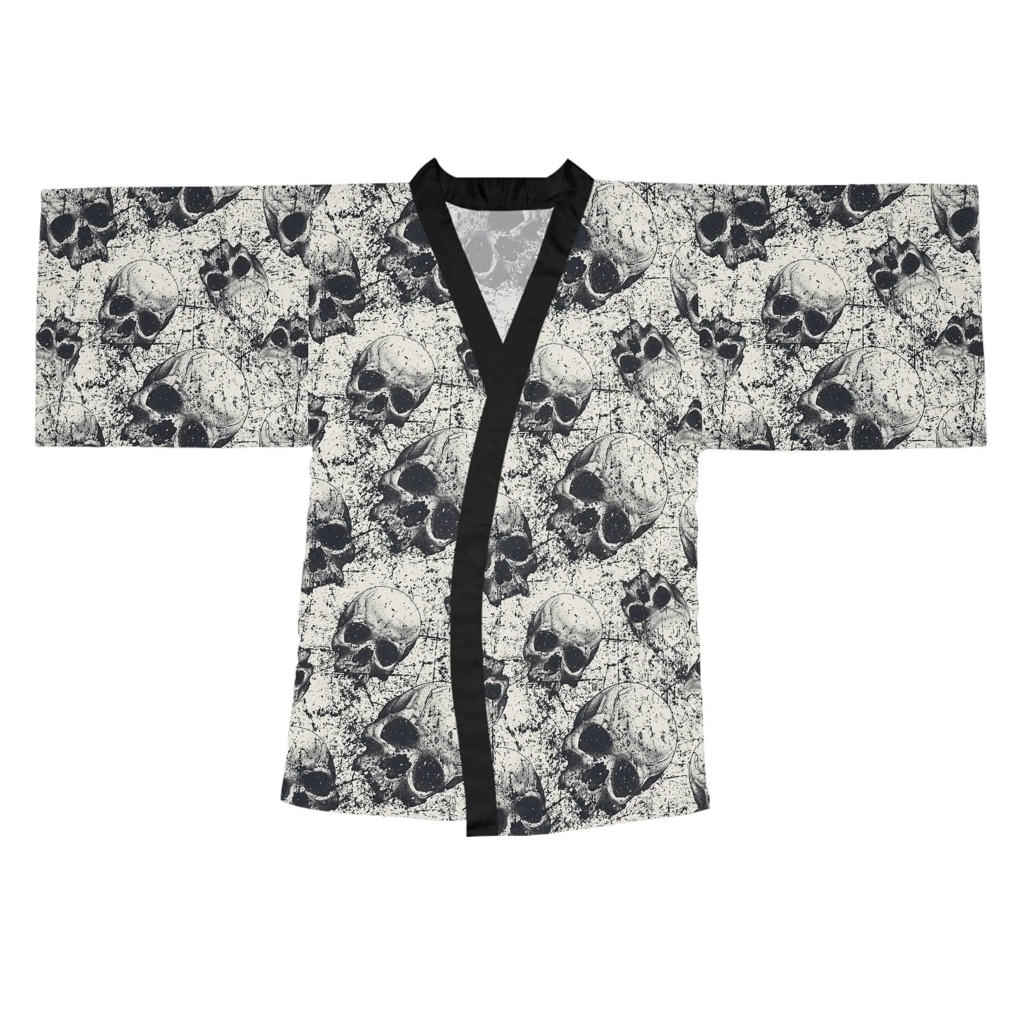 Ancient Skulls Long Sleeve Kimono Robe