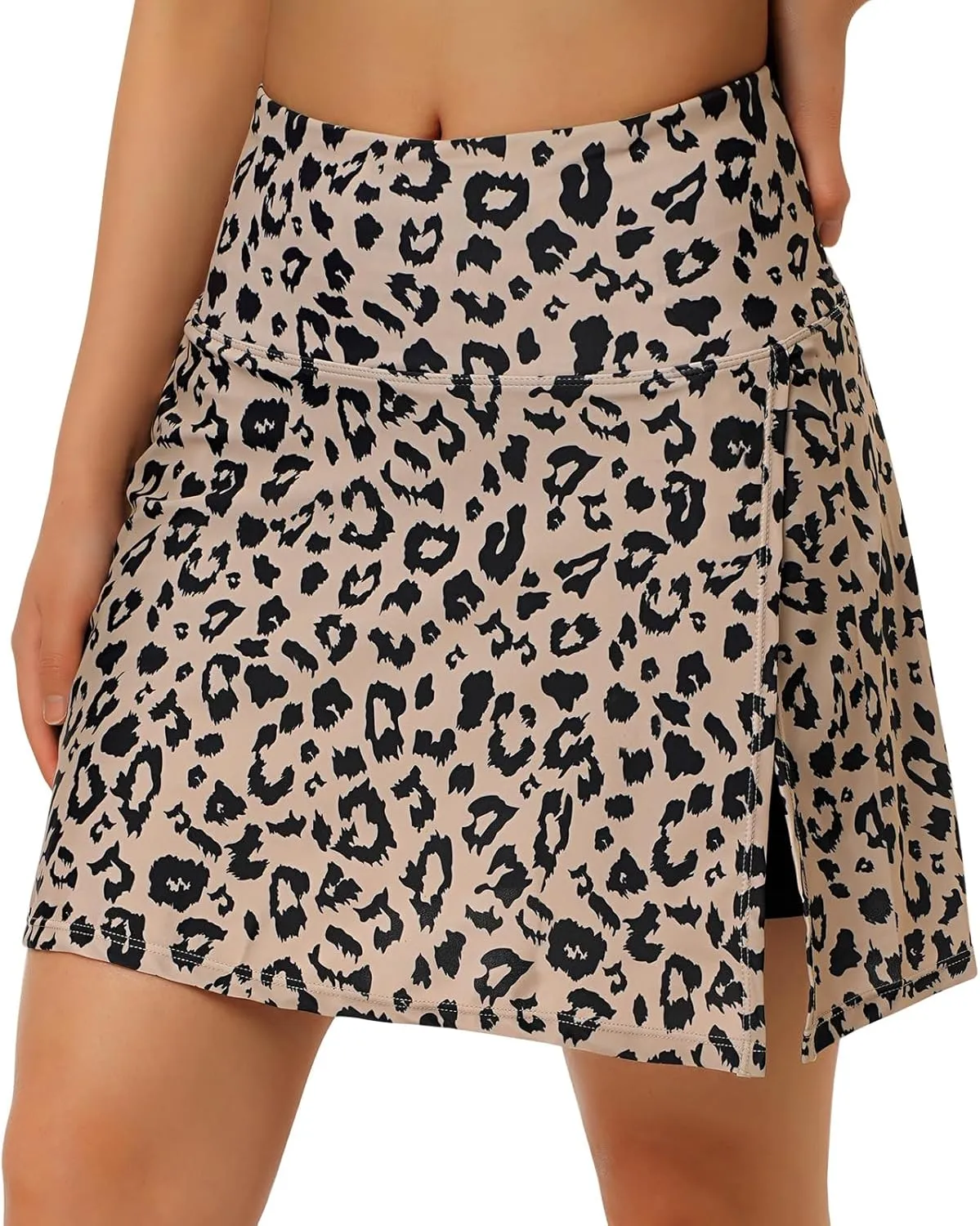 ANIVIVO Women's Swim Skirt Bathing Suit Bottom High Waisted Swim Skort Tummy Control Split Swimsuit Bottom with Pockets