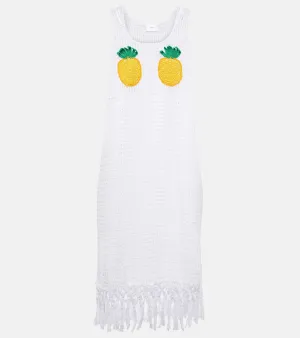 Anna Kosturova Pineapple Mesh fringed crochet cotton minidress
