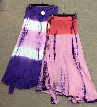 Assorted Rayon Tie Dye Wrap Skirt