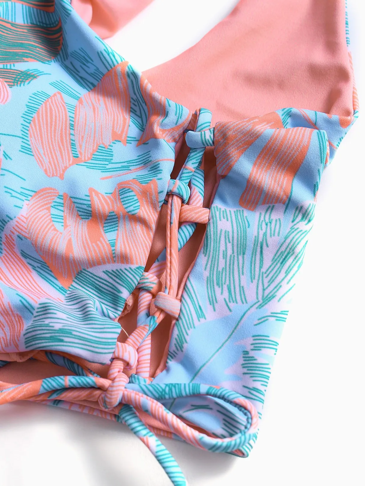 Asymmetrical Floral Print Two Piece Bikinis