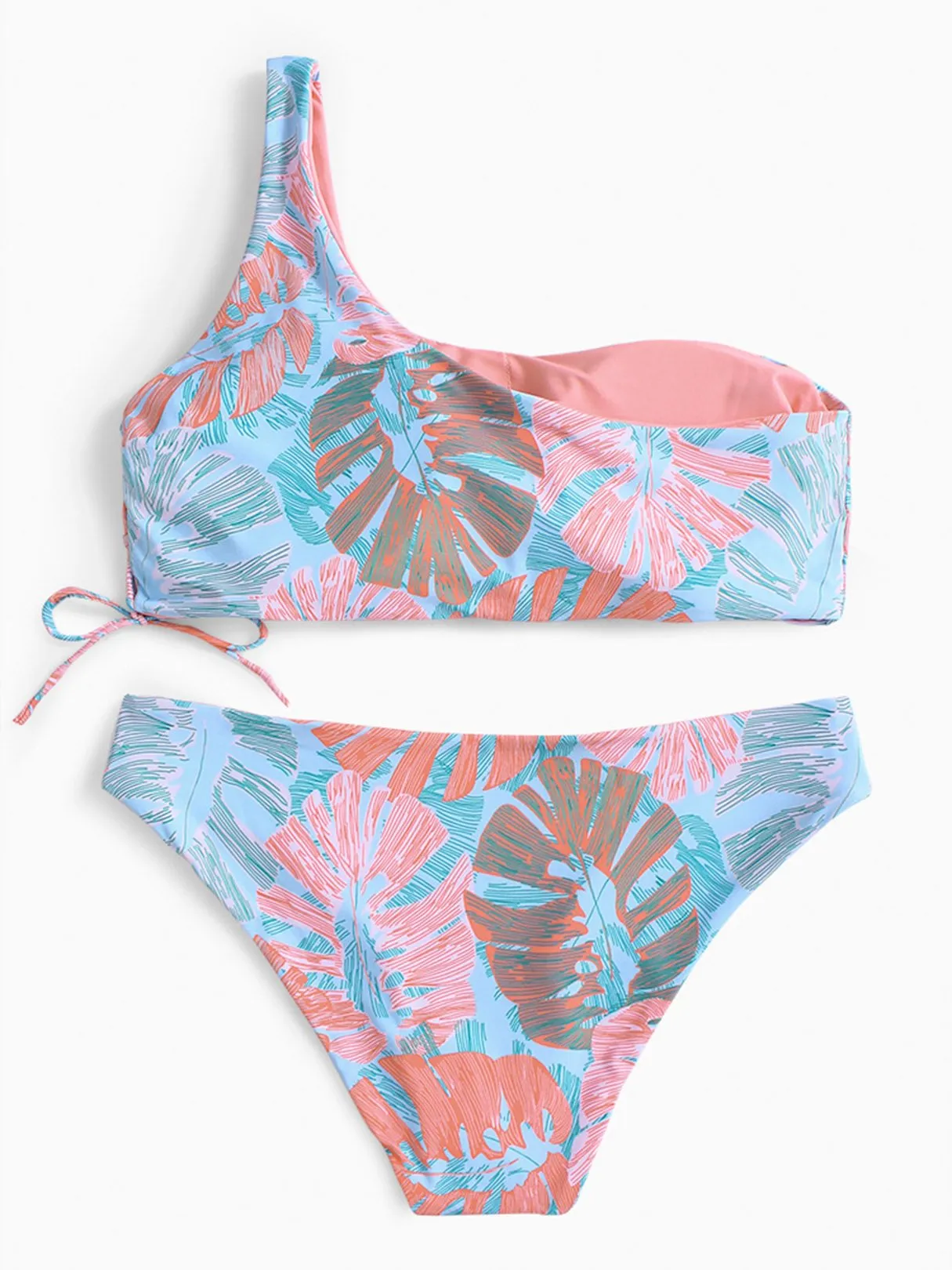 Asymmetrical Floral Print Two Piece Bikinis