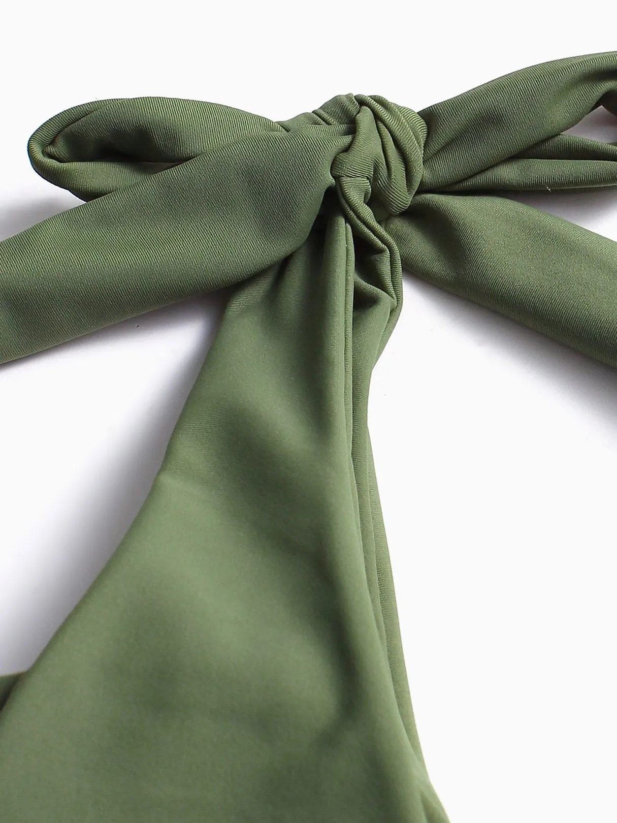 Asymmetrical Tie-Up Sleeveless Bodycon Hem Green High-Waisted 2 Piece Bikini
