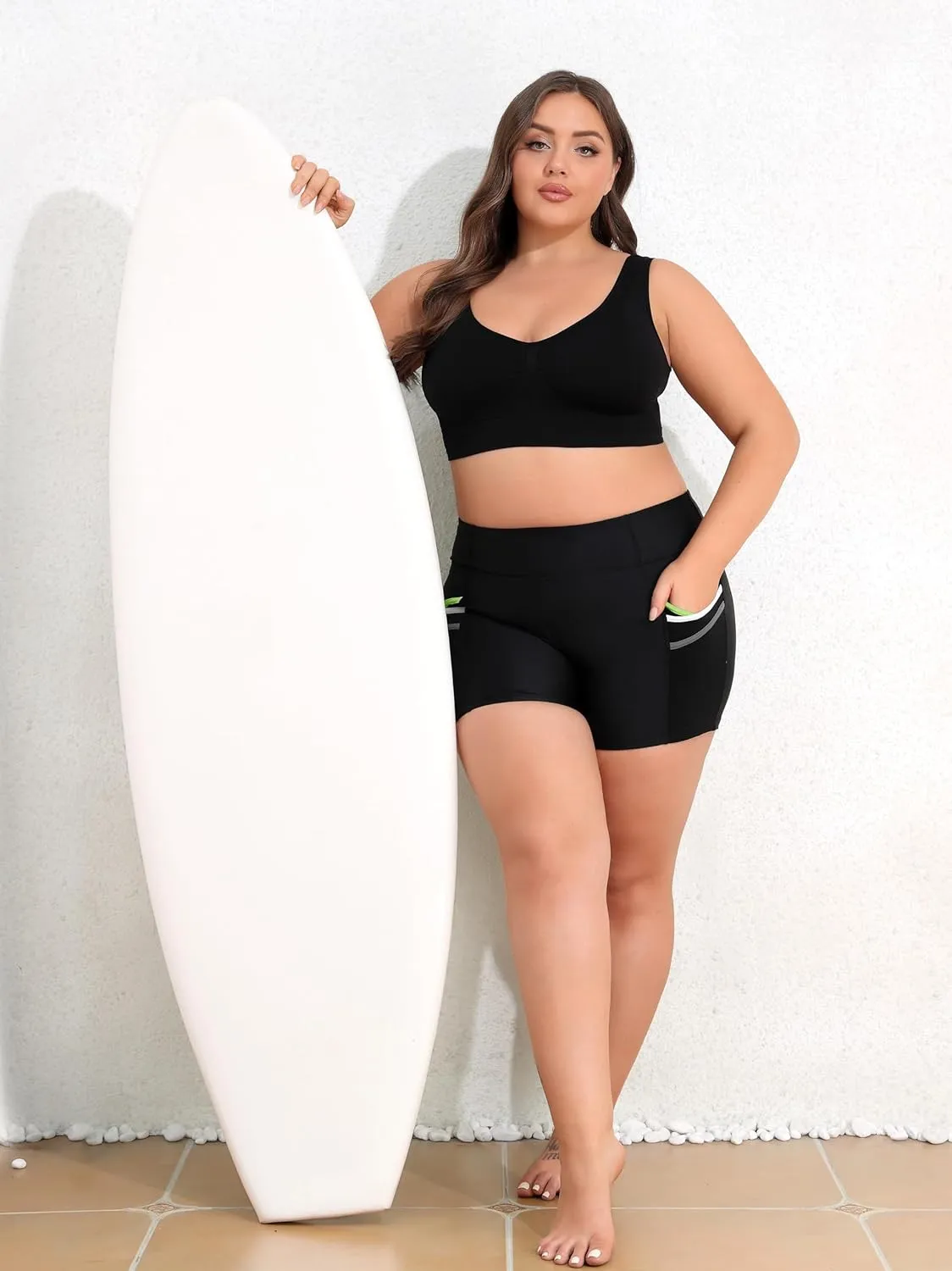 ATTRACO Womens Plus Size Swim Shorts High Waisted Swimsuit Shorts Boyleg Swim Bottoms