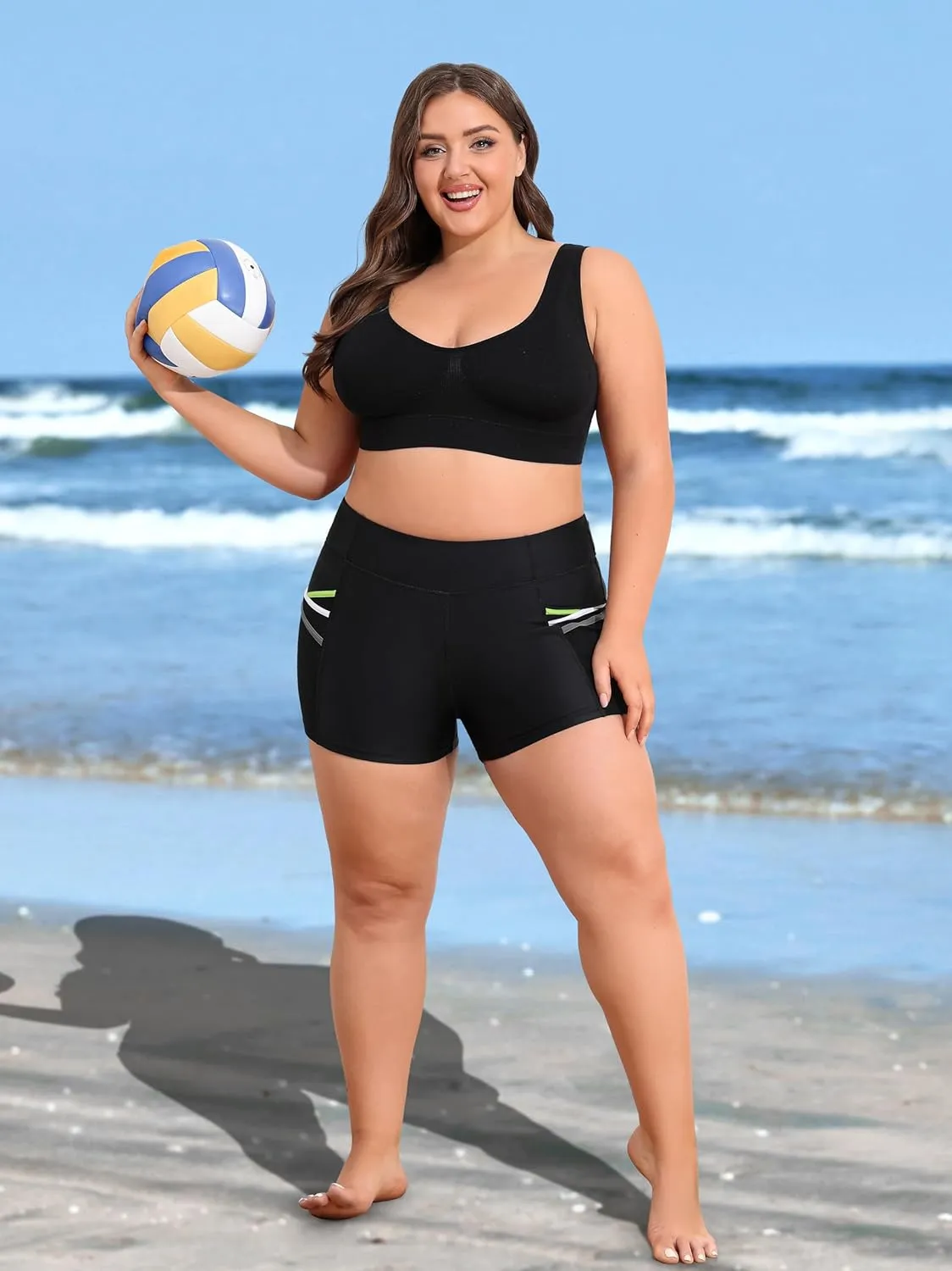 ATTRACO Womens Plus Size Swim Shorts High Waisted Swimsuit Shorts Boyleg Swim Bottoms
