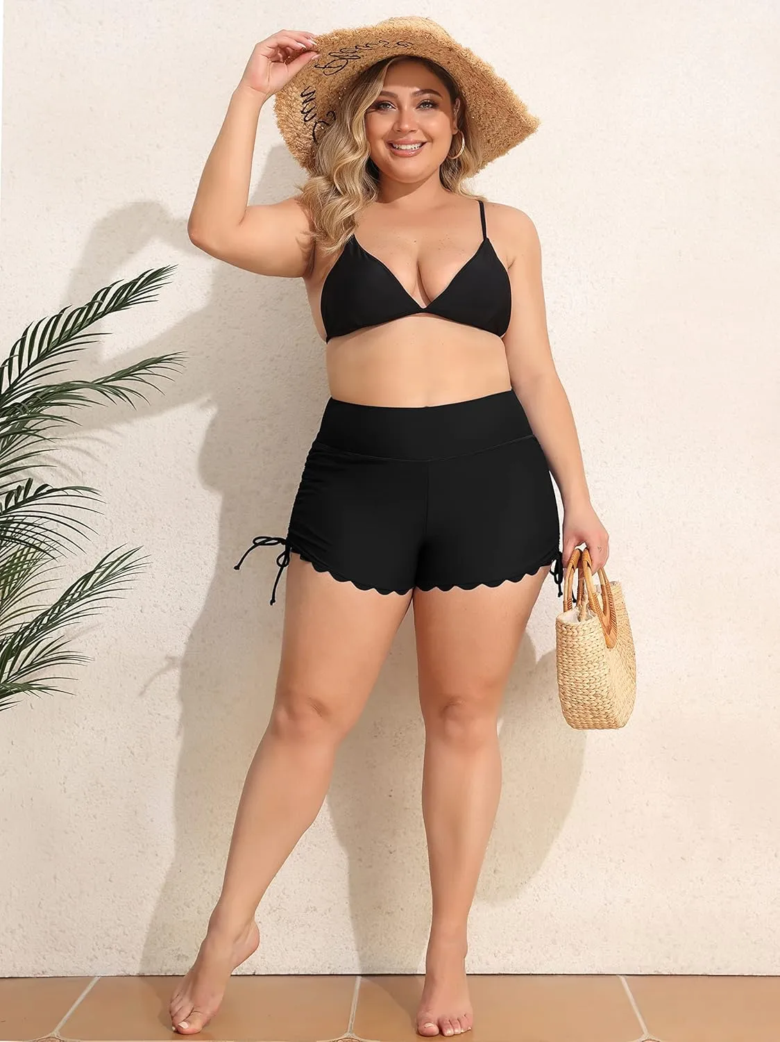 ATTRACO Womens Plus Size Swim Shorts High Waisted Swimsuit Shorts Boyleg Swim Bottoms