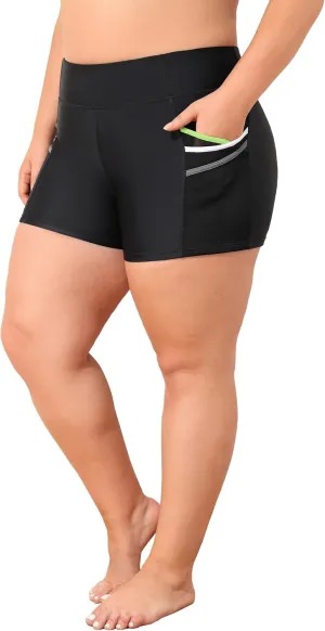 ATTRACO Womens Plus Size Swim Shorts High Waisted Swimsuit Shorts Boyleg Swim Bottoms