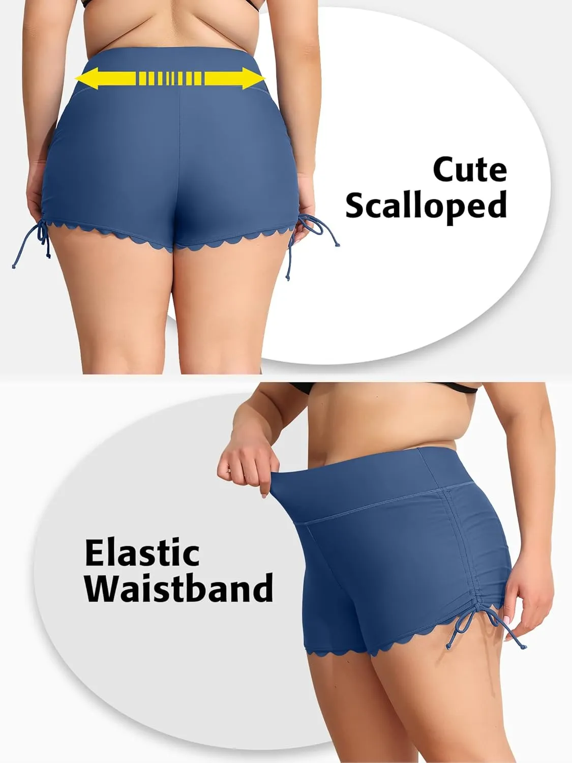ATTRACO Womens Plus Size Swim Shorts High Waisted Swimsuit Shorts Boyleg Swim Bottoms