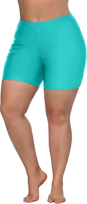 ATTRACO Womens Plus Size Swim Shorts High Waisted Swimsuit Shorts Boyleg Swim Bottoms