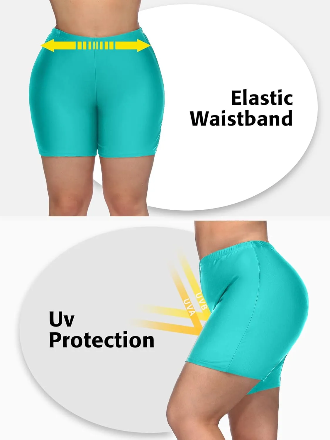 ATTRACO Womens Plus Size Swim Shorts High Waisted Swimsuit Shorts Boyleg Swim Bottoms