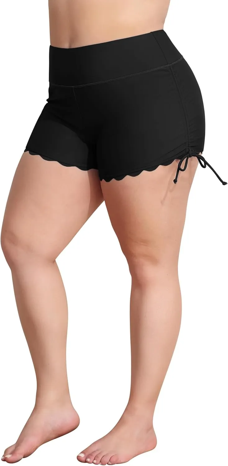 ATTRACO Womens Plus Size Swim Shorts High Waisted Swimsuit Shorts Boyleg Swim Bottoms