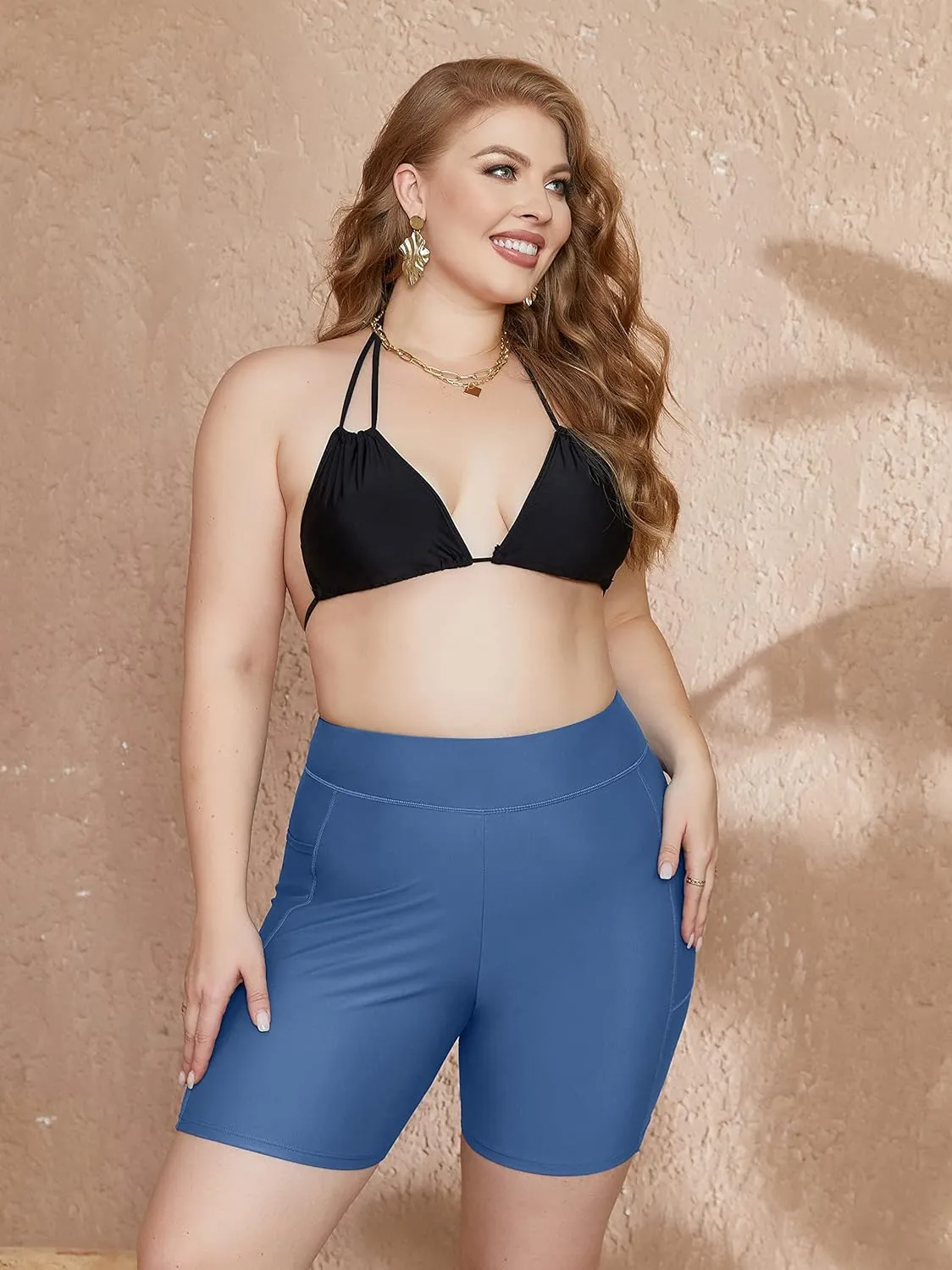 ATTRACO Womens Plus Size Swim Shorts High Waisted Swimsuit Shorts Boyleg Swim Bottoms