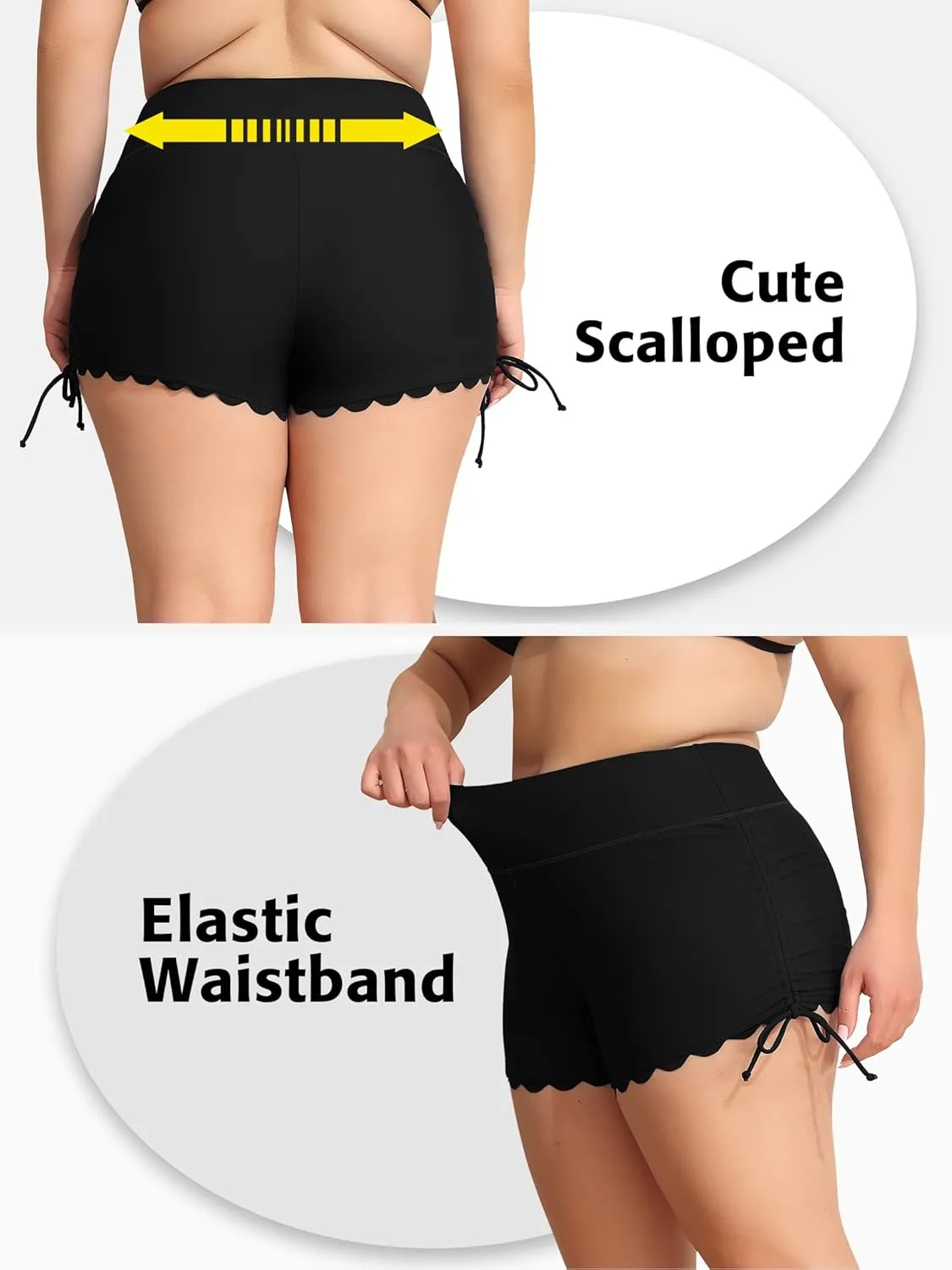 ATTRACO Womens Plus Size Swim Shorts High Waisted Swimsuit Shorts Boyleg Swim Bottoms